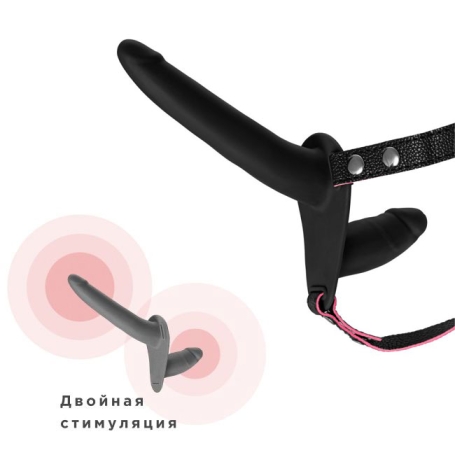 Страпон ToyFa Black&amp;Red с вагинальной насадкой