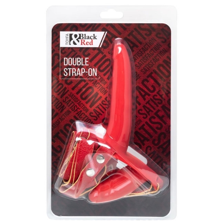 Страпон ToyFa Black&amp;Red с вагинальной насадкой