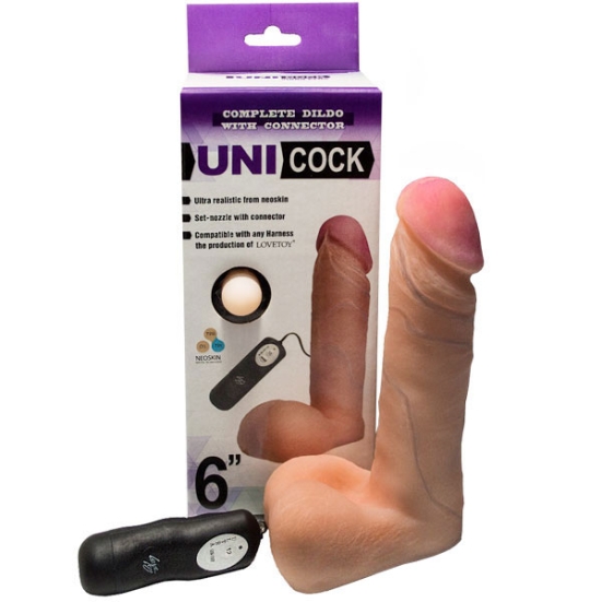 Фаллос-насадка с вибрацией Unicock 6&quot;